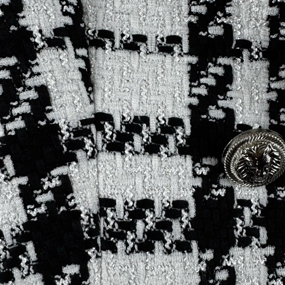 Classic Black and White Tweed Plaid Blazer - Picture 4 of 7